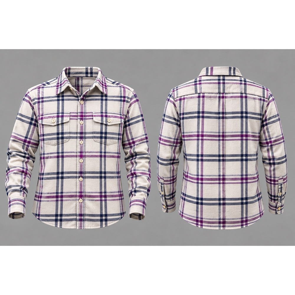 PATAGONIA Fjord Flannel Shirt WOMENS 8  ORGANIC COTTON White/purple PLAID